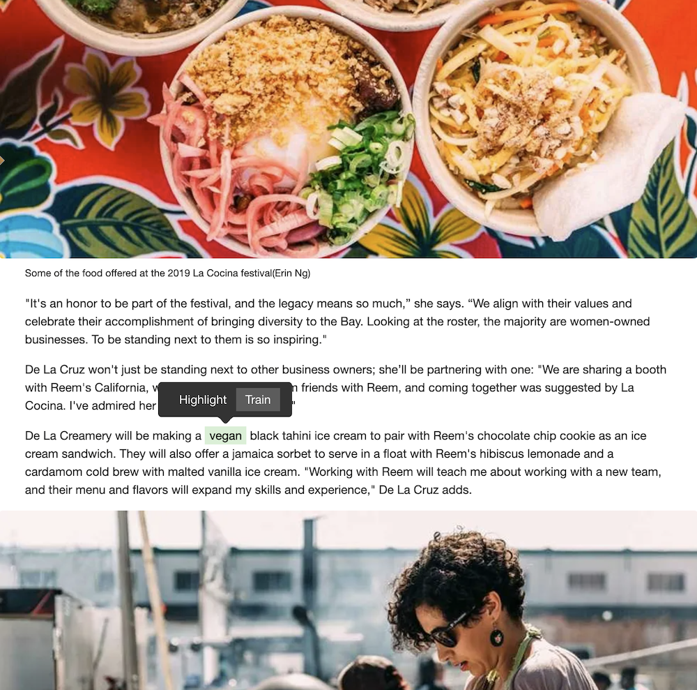 Train stories on full text content